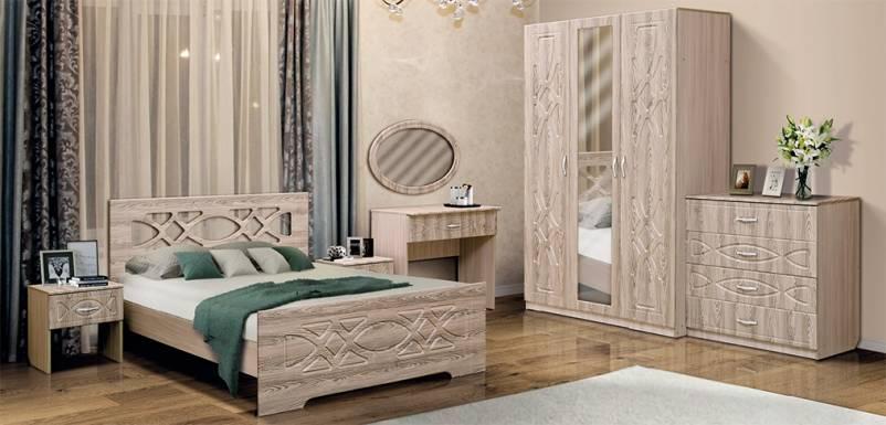 Набор мебели для спальни «Венеция 7» МДФ с кроватью 1400х2000
